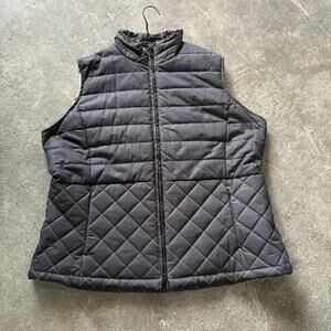 Outback Trading Bourke Vest Womens 1X Black Oilskin Fleece Lined Insulated